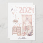 2024生まれ年 – おめでとう新生児ガールカード シーズンカード (正面/裏面)