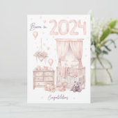 2024生まれ年 – おめでとう新生児ガールカード シーズンカード (スタンド正面)