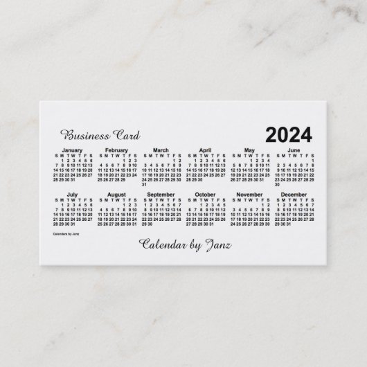 2024白カレンダーby Janz 名刺 (正面)