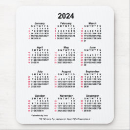 2024白52週間ISOカレンダーby Janz Mouse pad マウスパッド