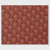 2024祝年中国の初の赤と金ゴールド ラッピングペーパー (フラット)