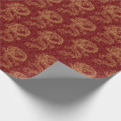 2024祝年中国の初の赤と金ゴールド ラッピングペーパー (角)