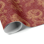 2024祝年中国の初の赤と金ゴールド ラッピングペーパー (ロールコーナー)