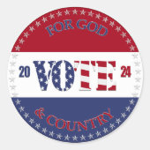 2024神と国のための米国国旗の投票 ラウンドシール (正面)