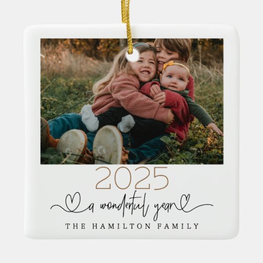 2024素晴らしい年の型のスクリプトフォト セラミックオーナメント (正面)