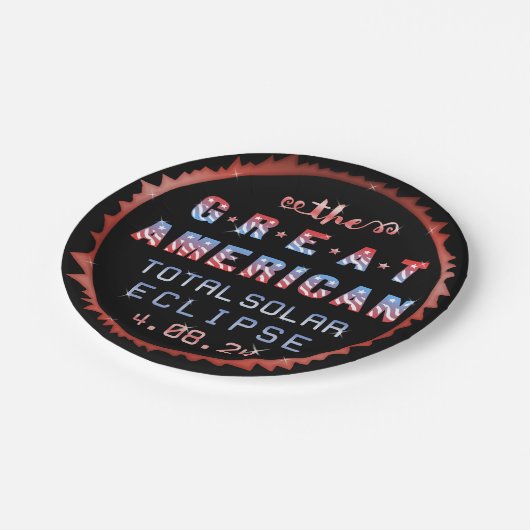 2024素晴らし年4太陽の月8日のアメリカ皆既日食 ペーパープレート (アングル)