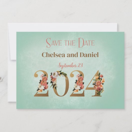 2024結婚のパーソナライズされた保存 招待状 (正面)