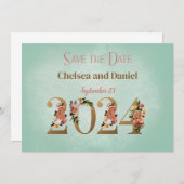 2024結婚のパーソナライズされた保存 招待状 (正面/裏面)