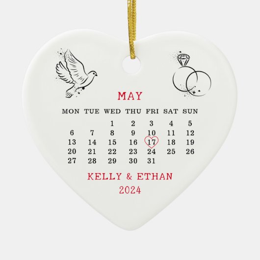 2024結婚年結婚した月 セラミックオーナメント (正面)