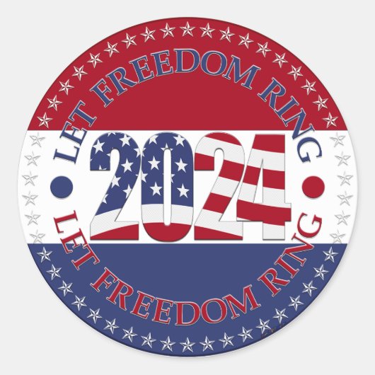 2024自由リングや輪USA国旗 ラウンドシール (正面)