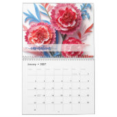 2024誕生月の花カレンダー紙アートフローラ カレンダー (1月 2027)