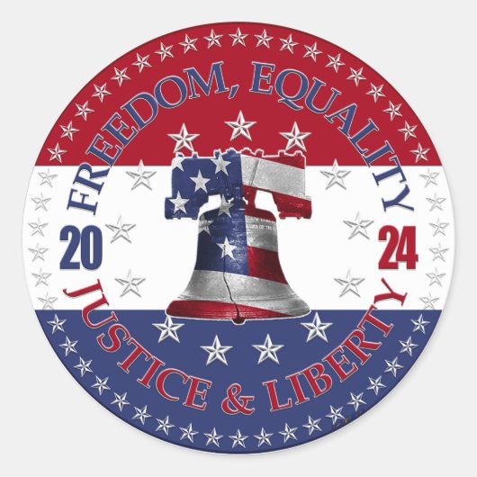 2024赤い青の自由、平等、正義の自由B ラウンドシール (正面)