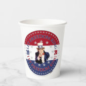 2024赤と青レット自由リングや輪アンクルサム 紙コップ (正面)