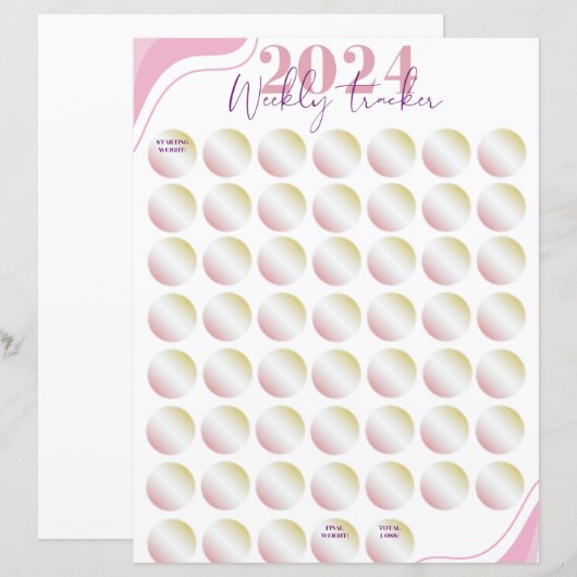 2024重量損失トラッカー | Progress Tracker |ダイエット (正面/裏面)