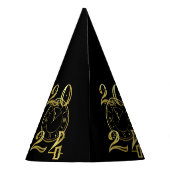 2024金ゴールドとブラックの紙パーティー帽子 パーティーハット (裏面)