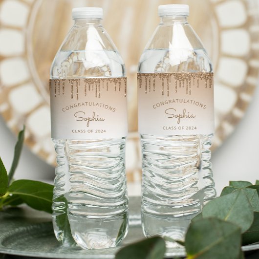2024金ゴールドグリッタードリップ卒業パーティー ペットボトルラベル
