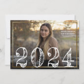 2024金ゴールド縁どキャップ卒業写真のお知らせ 招待状 (正面)