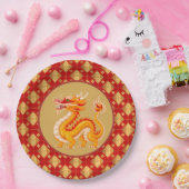 2024金ゴールド・ドラゴン ペーパープレート (パーティー)