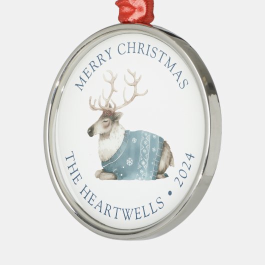 2024青いトナパーソナライズされたカイのメリークリスマス メタルオーナメント (左)