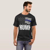 2024青い薄い青い線アメリカ国旗を戻す Tシャツ (正面フル)