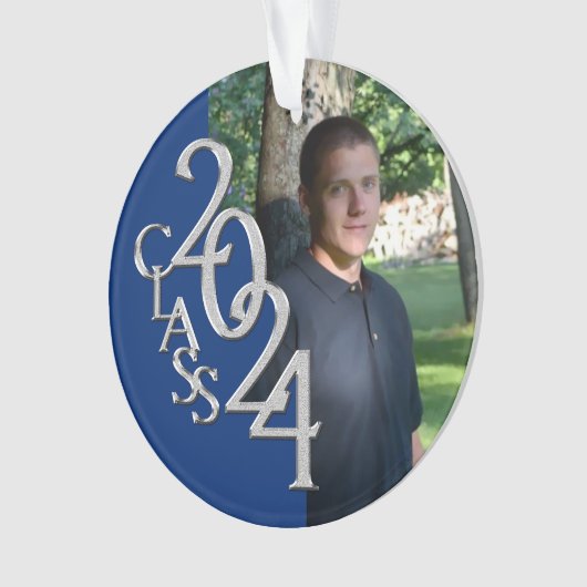 2024青と銀の卒業写真 オーナメント (正面)
