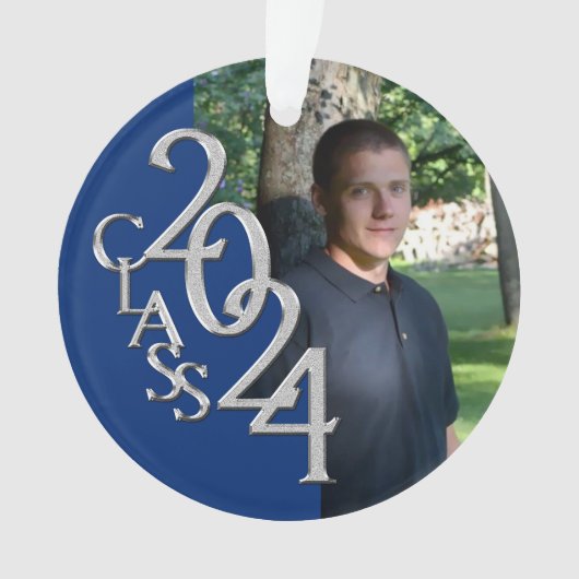 2024青と銀の卒業写真 オーナメント (正面)