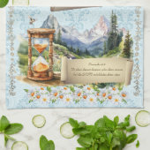 2024青カレンダータオル山の諺 キッチンタオル (折り畳み)