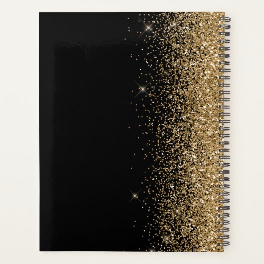 2024黒パーソナライズされた金ゴールドグリッター プランナー手帳 (裏面)