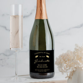 2024黒金ゴールドスクリプトキャップ卒業 スパークリングワインラベル