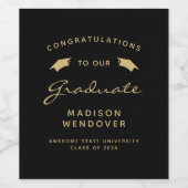 2024黒金ゴールドスクリプトキャップ卒業 ワインラベル (シングルラベル)