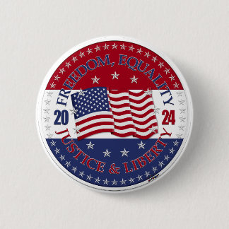 2024 アメリカ国旗 自由 平等 正義 自由 缶バッジ