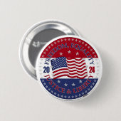 2024 アメリカ国旗 自由 平等 正義 自由 缶バッジ (正面&裏面)