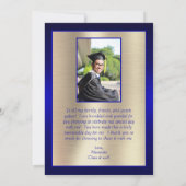 2024 エレガント卒業ありがとうスクリプトブルー金ゴールド サンキューカード (裏面)