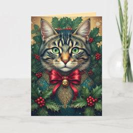2024 クリスマス猫パーティー招待状 サンキューカード