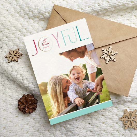 2024 ファミリーフォト 現代的でエレガントな 喜びの パステルカラー シーズンカード