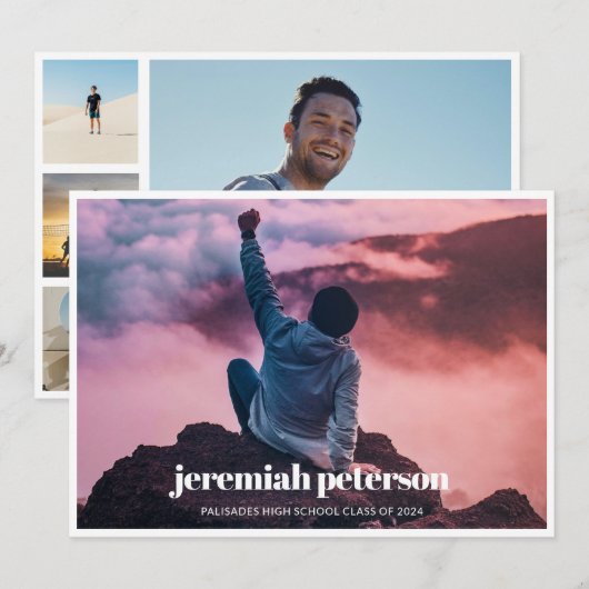 2024 フォト コラージュ 卒業おめでとう 招待状 (正面/裏面)