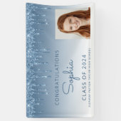 2024 フォト ブルー グリッター ドリップ 卒業式 横断幕 (縦)
