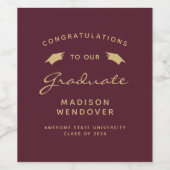 2024 ワインボトル ラベル 卒業おめでとう ゴールドスクリプト キャップ (シングルラベル)