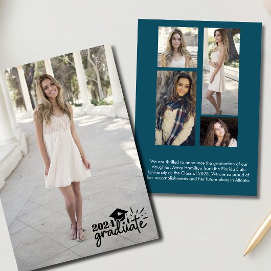 2024 卒業生発表カード 5枚の写真 招待状