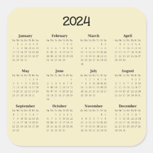 2024 12か月カレンダー正方形ステッカー スクエアシール