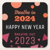 2024 2023年の新年に息づく年の色 スクエアペーパーコースター (正面)
