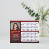 2024 2025カレンダーモダン赤ビジネス写真 シーズンポストカード (スタンド正面)