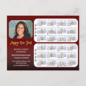 2024 2025カレンダーモダン赤ビジネス写真 シーズンポストカード (正面)