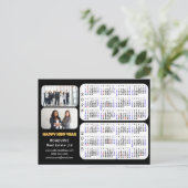 2024 2025カレンダーモダン黒企業の2枚の写真 シーズンポストカード (スタンド正面)