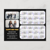 2024 2025カレンダーモダン黒企業の2枚の写真 シーズンポストカード (正面)