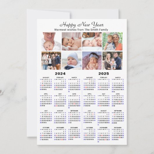 2024 2025カレンダー家族フォトコラージミニマリスト シーズンカード (正面)