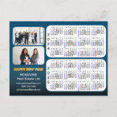 2024-2025カレンダー青モダン2枚企業の写真 シーズンポストカード (正面)