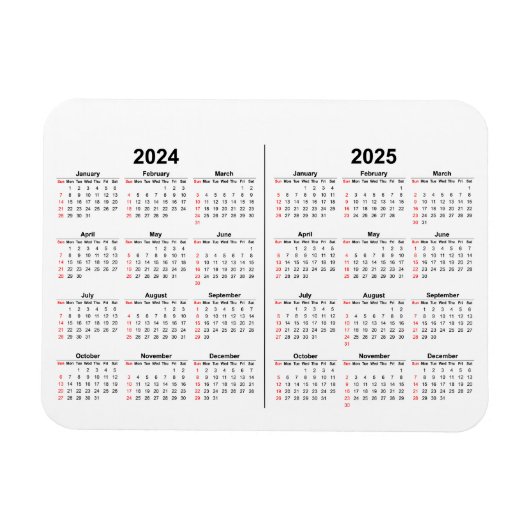 2024 2025カレンダー2年白黒 マグネット (横)