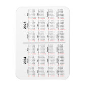 2024 2025カレンダー2年白黒 マグネット (縦)