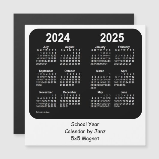2024-2025ジャンスによる白黒の学校カレンダー (正面/裏面)